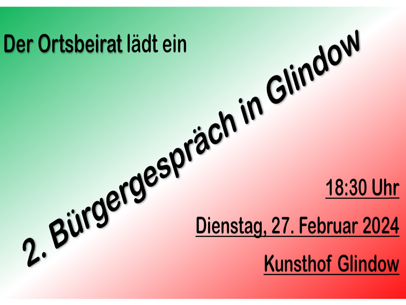 Der Ortsbeirat läd ein: 2. Bürgergespräch in Glindow
