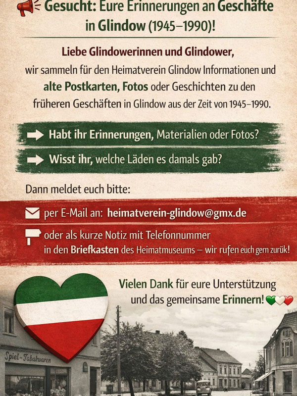 Aufruf des Heimatverein Glindow e. V.